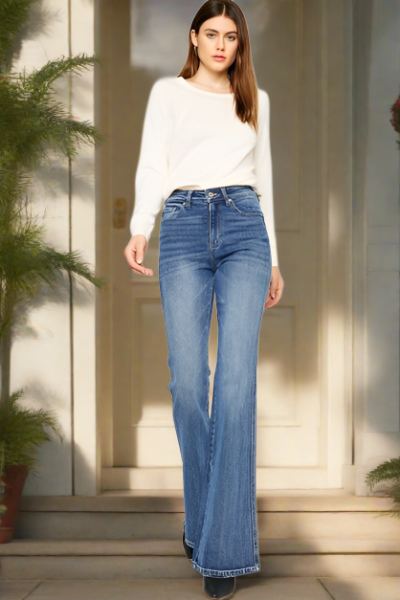 Whiskers High Waist Flare Jeans