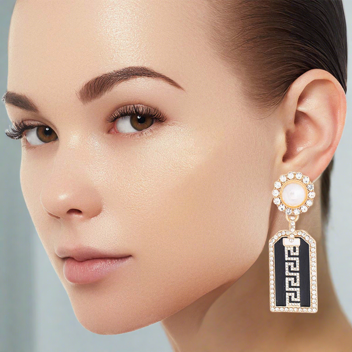 Gold Greek Tag Earrings