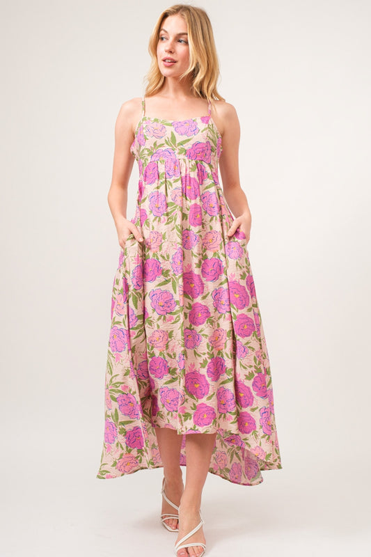Floral High-Low Hem Cami Dress