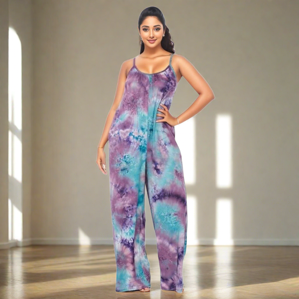 5XL Purple Tie Dye Jumpsuit