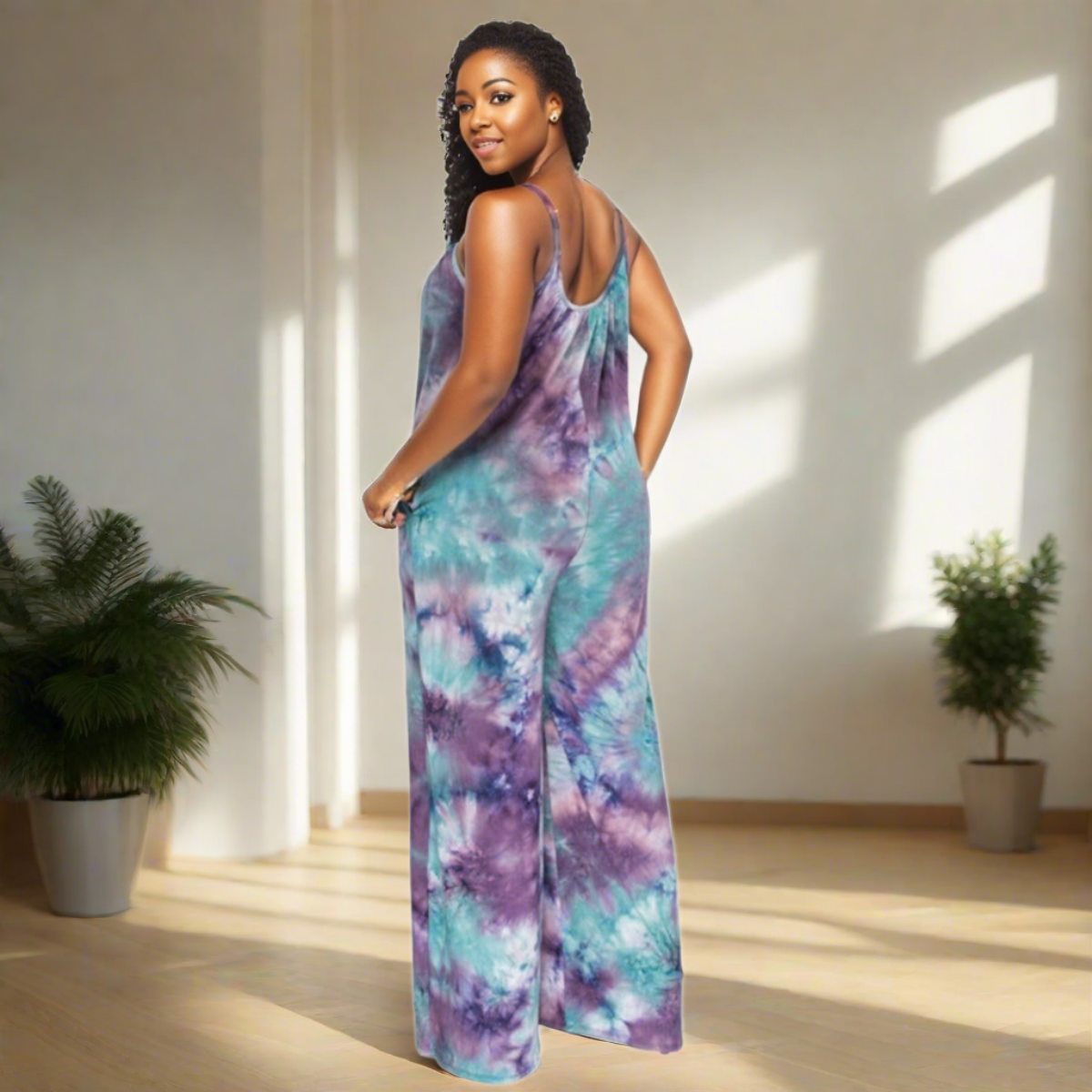 5XL Purple Tie Dye Jumpsuit