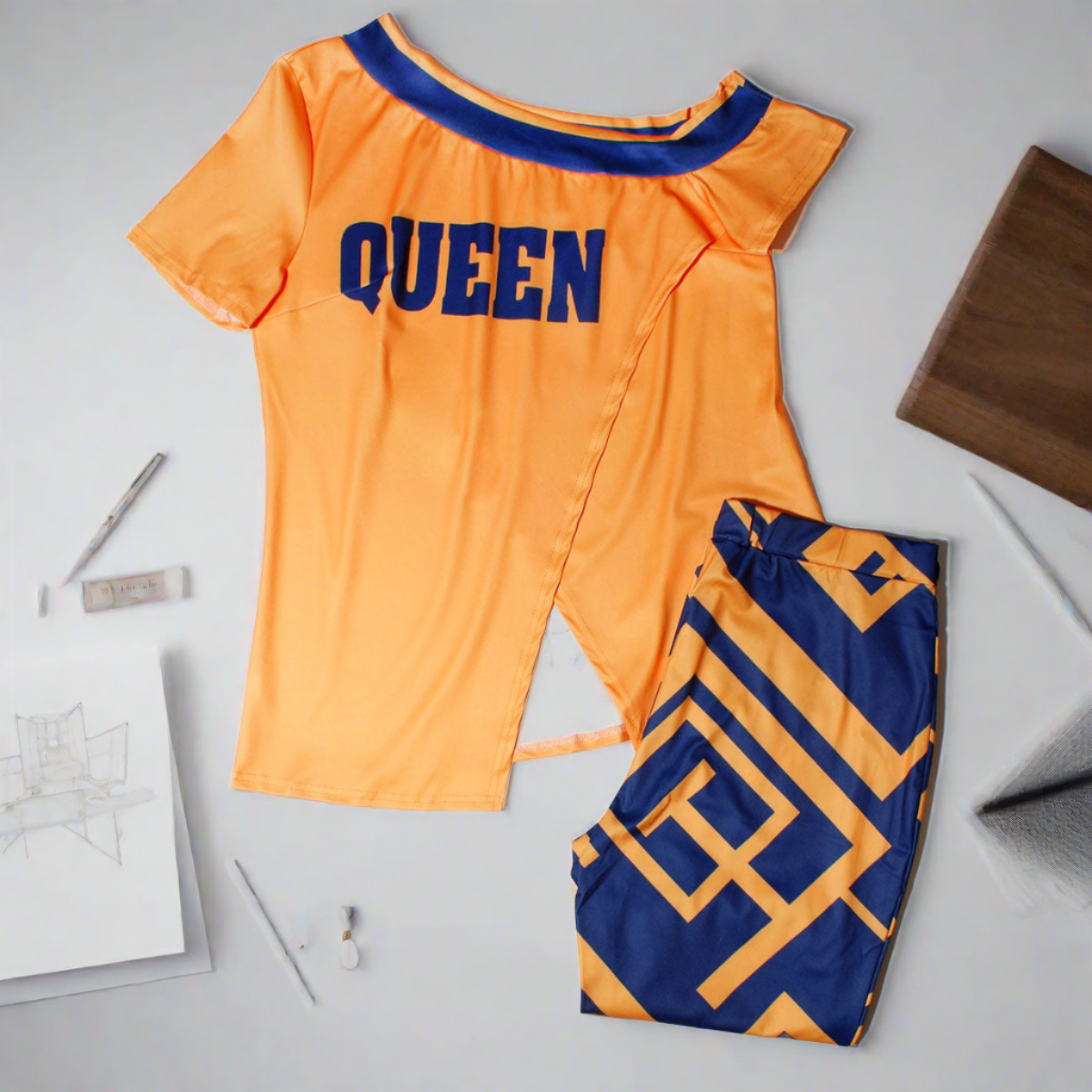 1XL Orange Queen Outfit Set