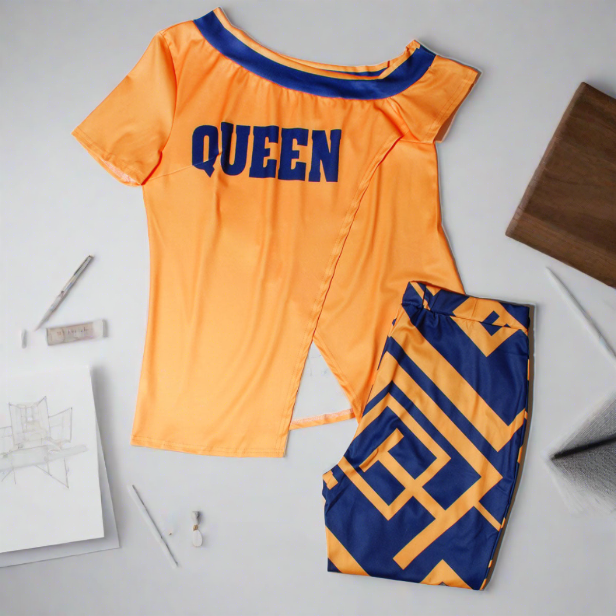 3XL Orange Queen Outfit Set