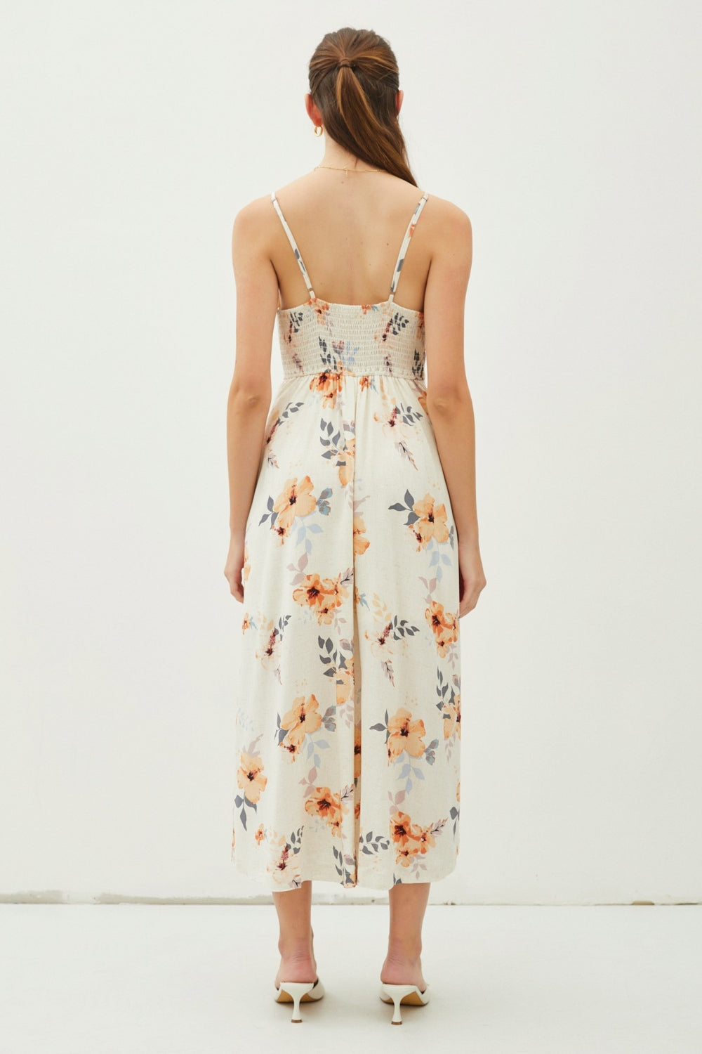 Floral Button-Down Cami Midi Dress