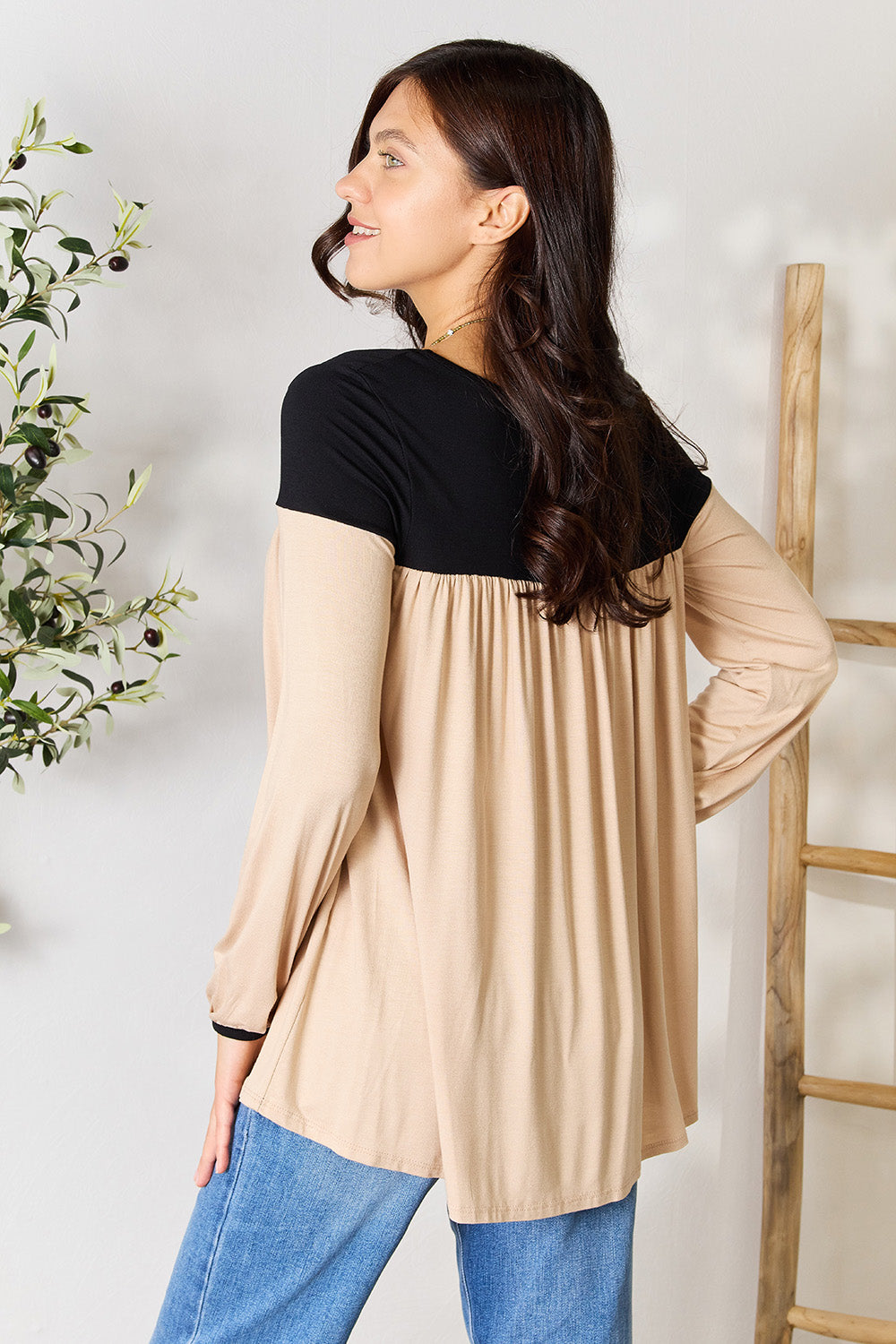 Long Sleeve Ruched Blouse