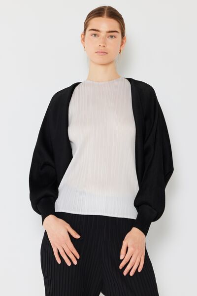 Pleated Puff Sleeve Bolero Cardigan