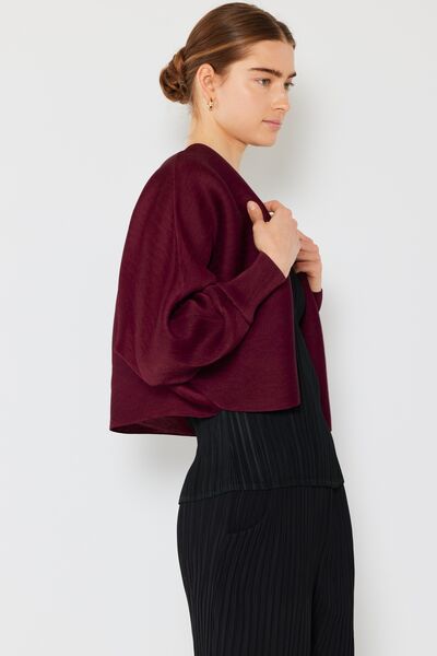 Pleated Puff Sleeve Bolero Cardigan