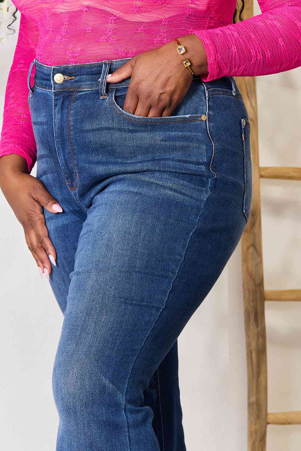 Blue Full Size Flare Jeans with Pockets