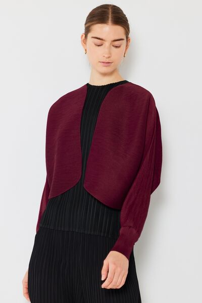 Pleated Puff Sleeve Bolero Cardigan