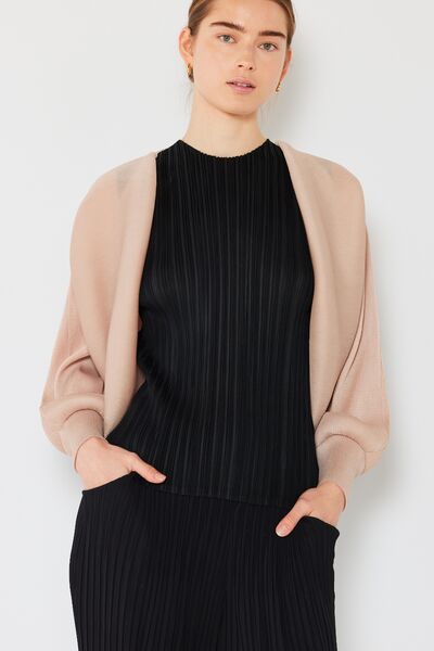 Pleated Puff Sleeve Bolero Cardigan