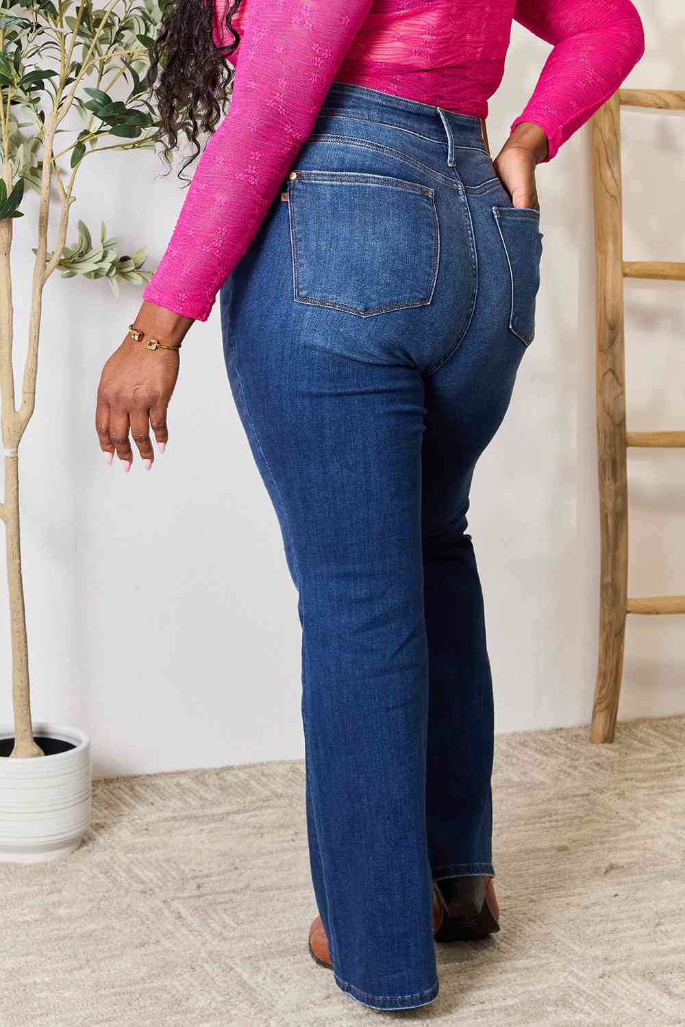 Blue Full Size Flare Jeans with Pockets