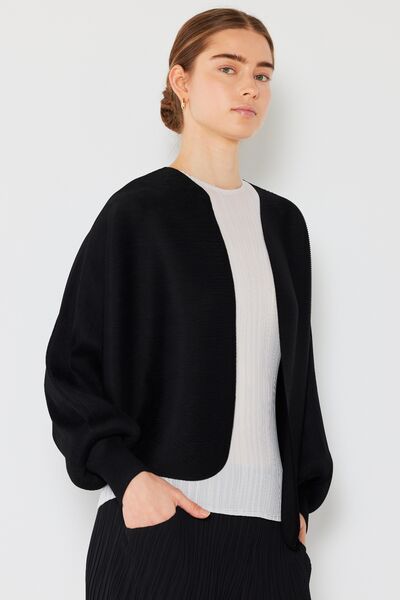 Pleated Puff Sleeve Bolero Cardigan