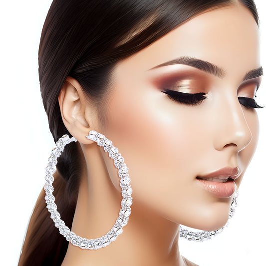 Silver Ball Chain Wrapped Hoops