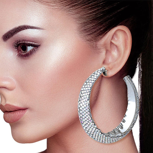 Hoops Silver Ombre Bling Earrings for Women