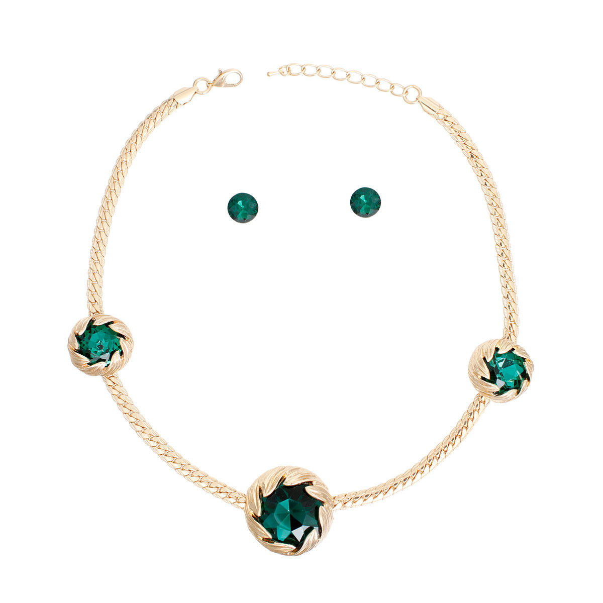 Necklace Green Crystal Double Cut Chain for Women