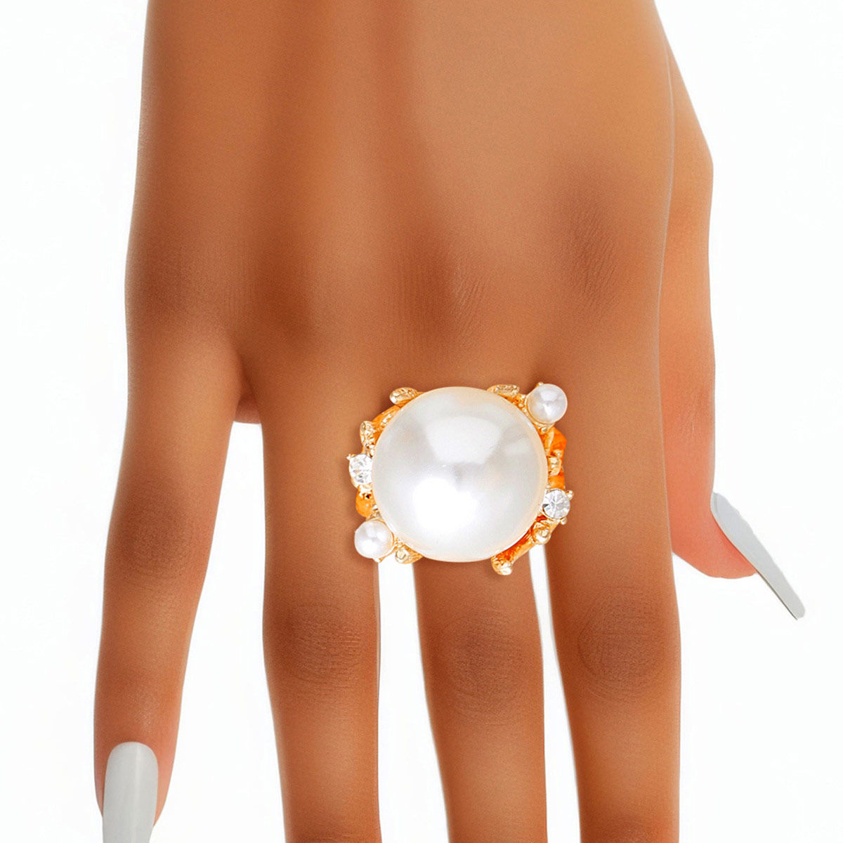 Ring Gold Pearl Branch Cocktail Ring for Women