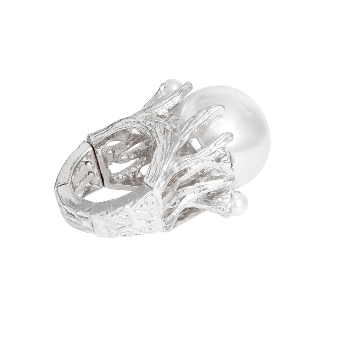 Ring Silver Pearl Branch Cocktail Ring for Women