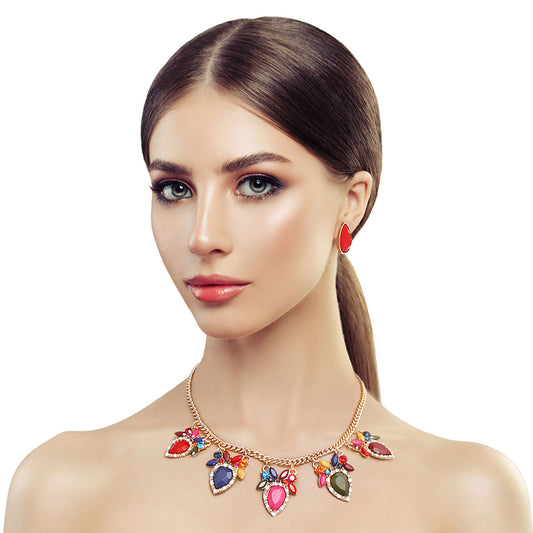 Multicolored Stone Necklace Set