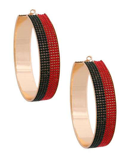 Red Green Stripe Wide Metal Hoops