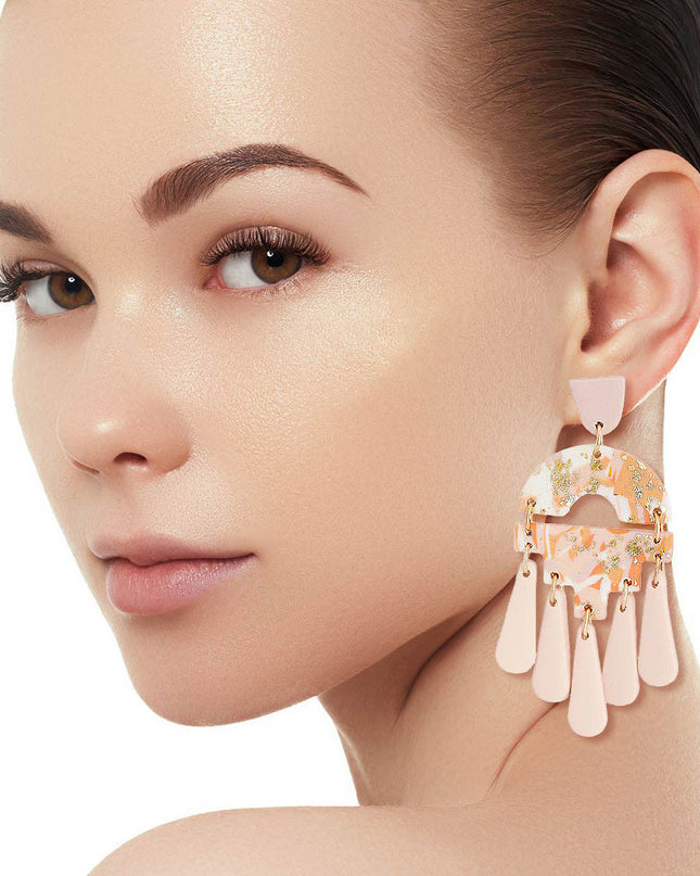 Blush Marbled Clay Teardrop Earrings