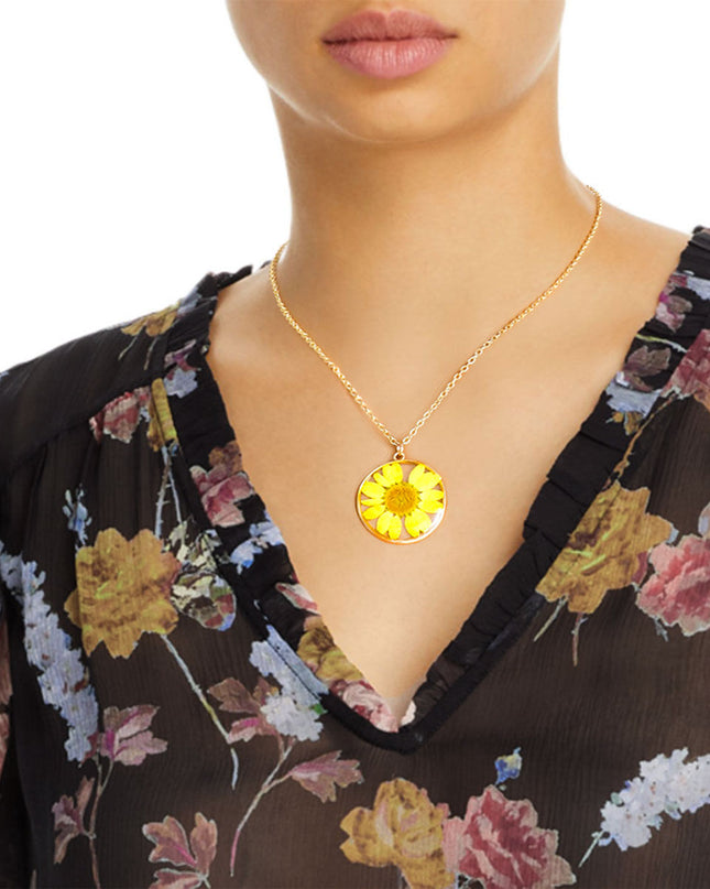 Yellow Daisy Dried Flower Necklace