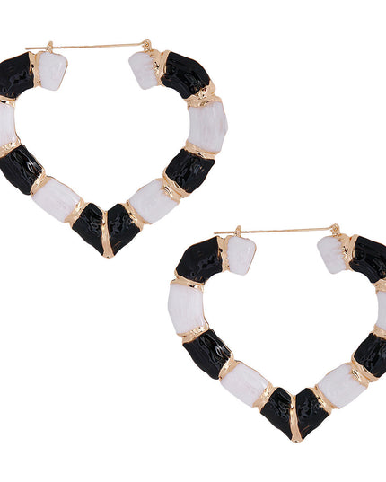 Black and White Heart Bamboo Hoops
