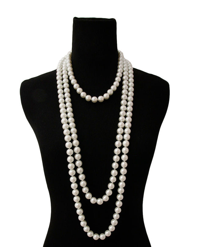 White Endless Pearl Necklace