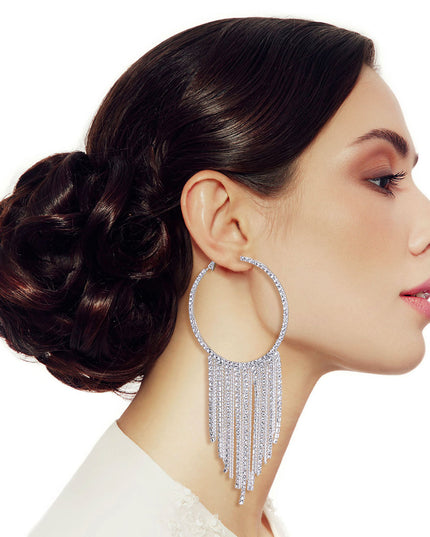 Silver Iced Fringe Hoops