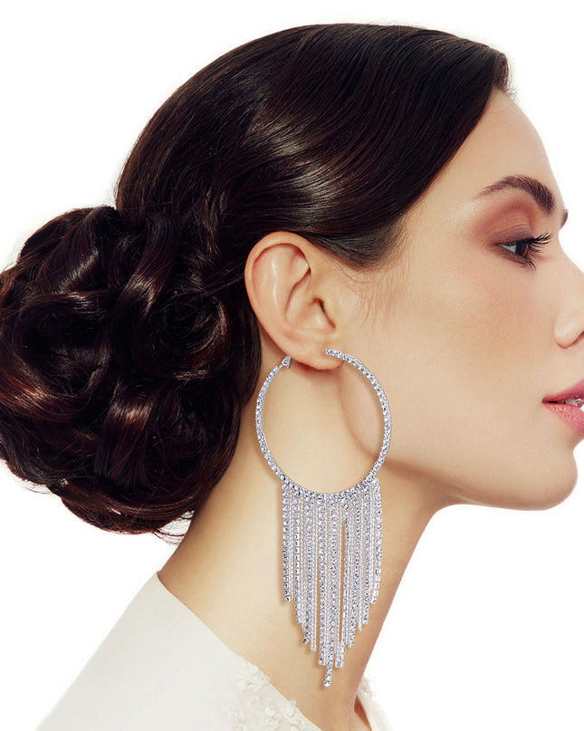 Silver Iced Fringe Hoops
