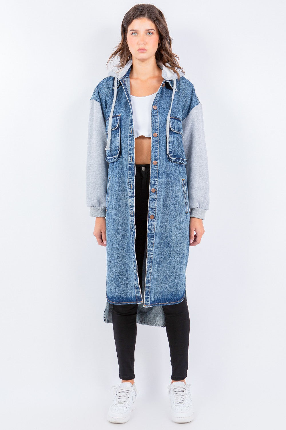 Longline Hooded Denim Jacket