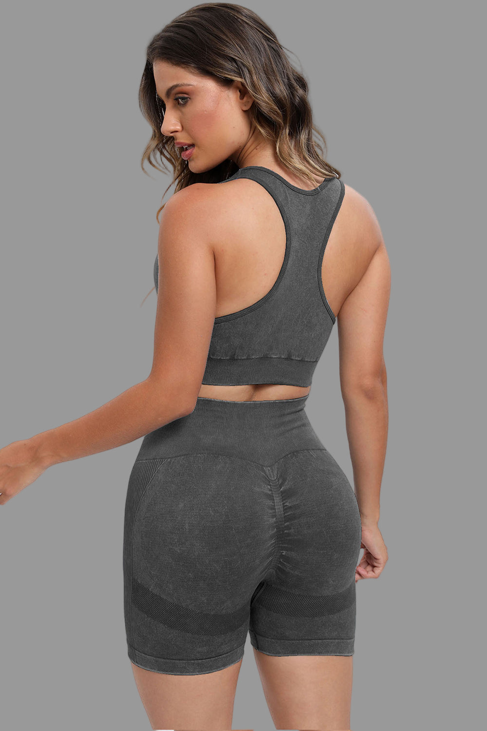 3 Piece Washed Square Neck Wide Strap Active Set