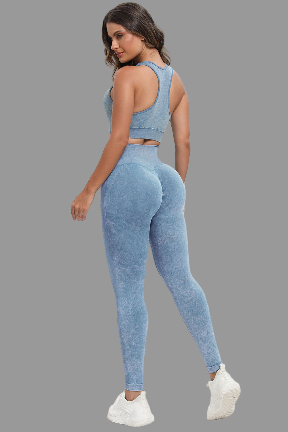 3 Piece Washed Square Neck Wide Strap Active Set