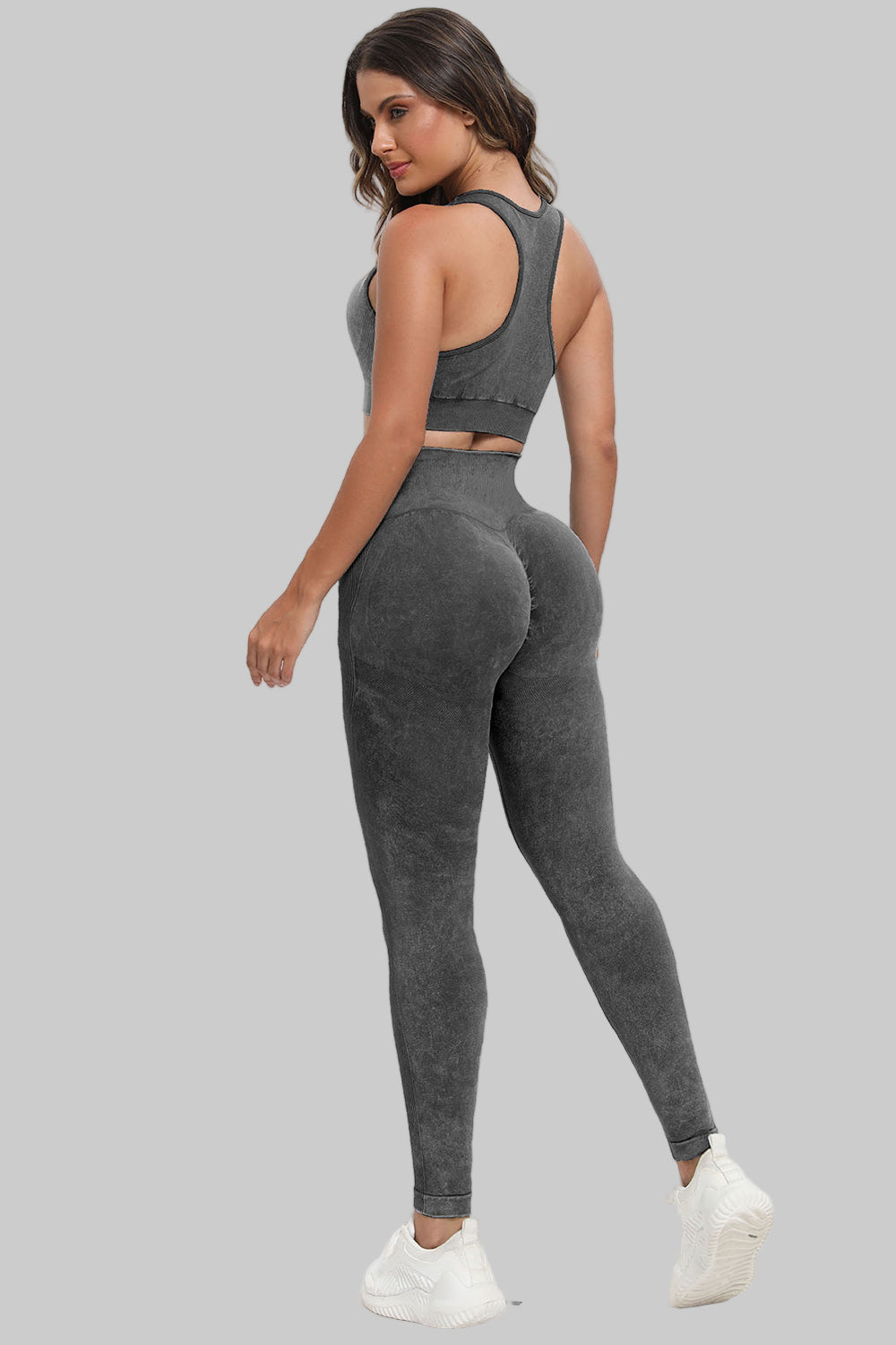 3 Piece Washed Square Neck Wide Strap Active Set