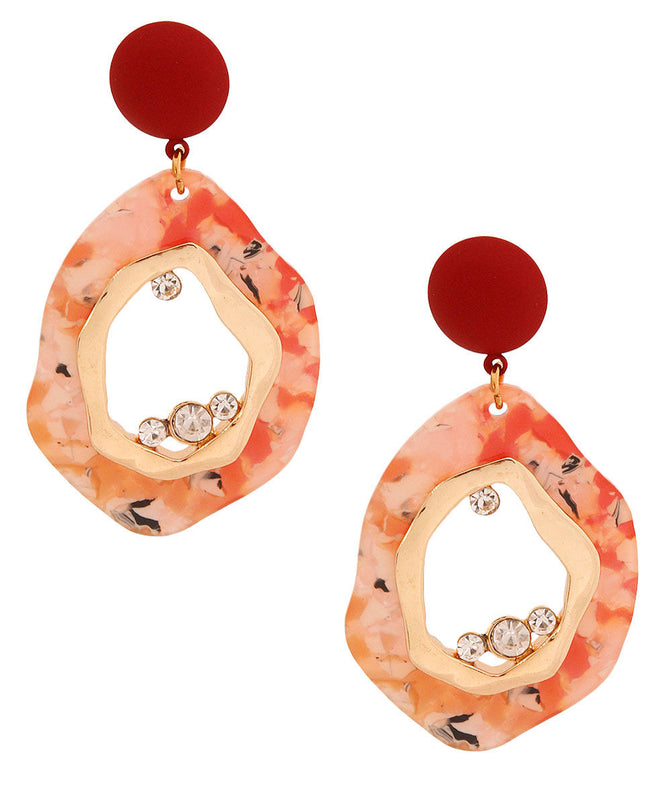 Red Rubber Marbled Earrings