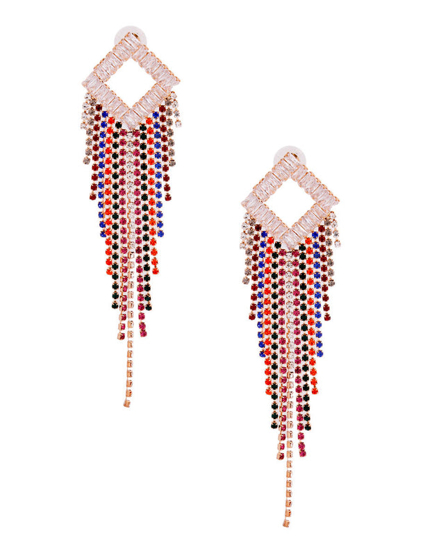 Diamond Fringe Rhinestone Earrings