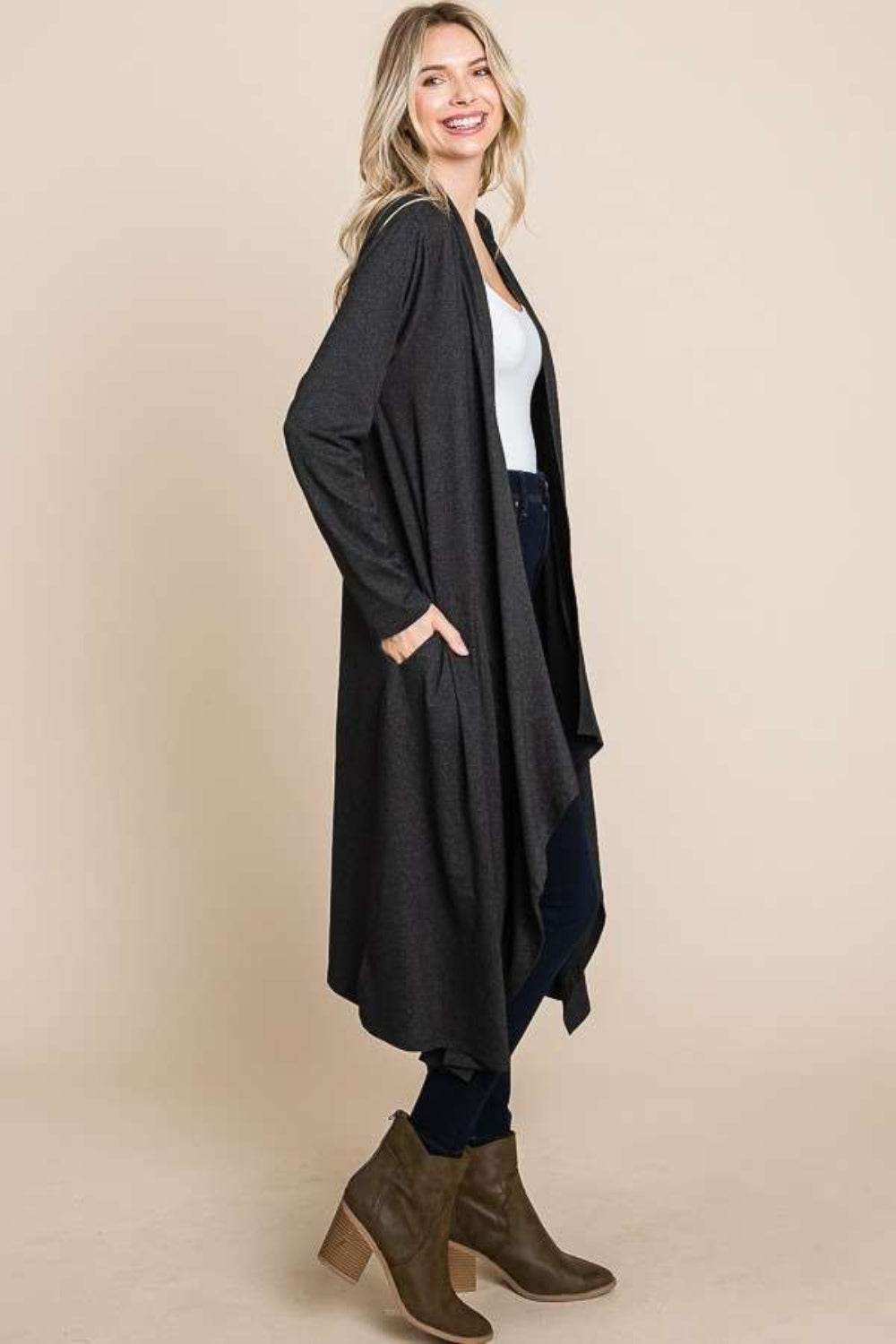 Open Front Longline Cover Up with Pockets