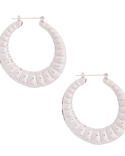 Silver Ribbed Hollow Hoops