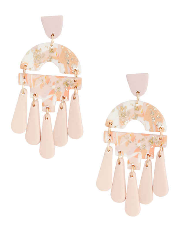Blush Marbled Clay Teardrop Earrings