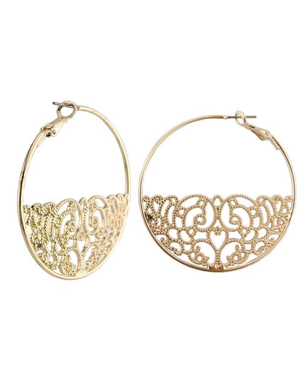 Gold Half Filigree Hoops