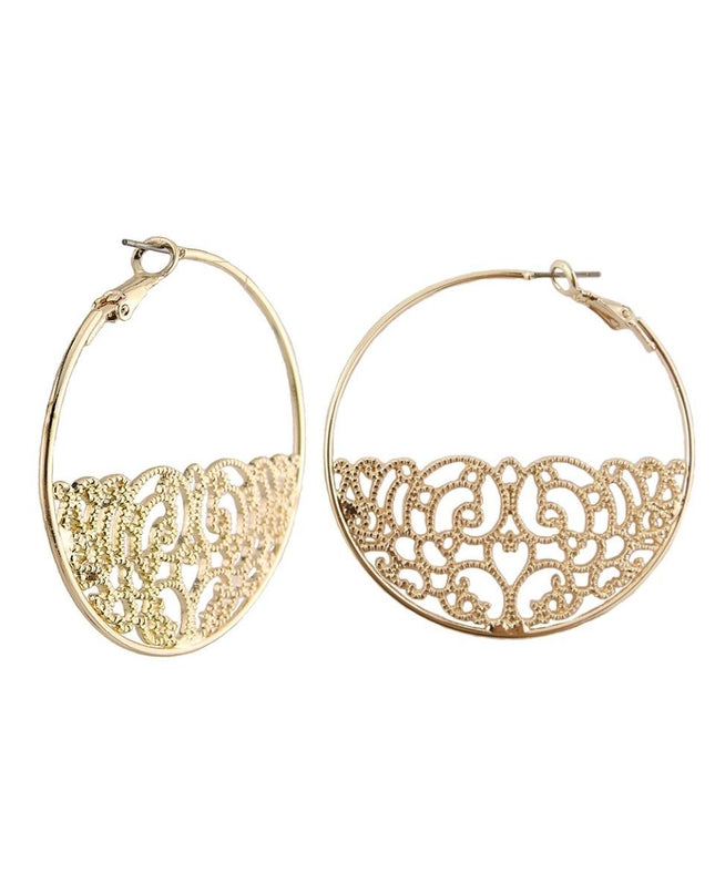 Gold Half Filigree Hoops