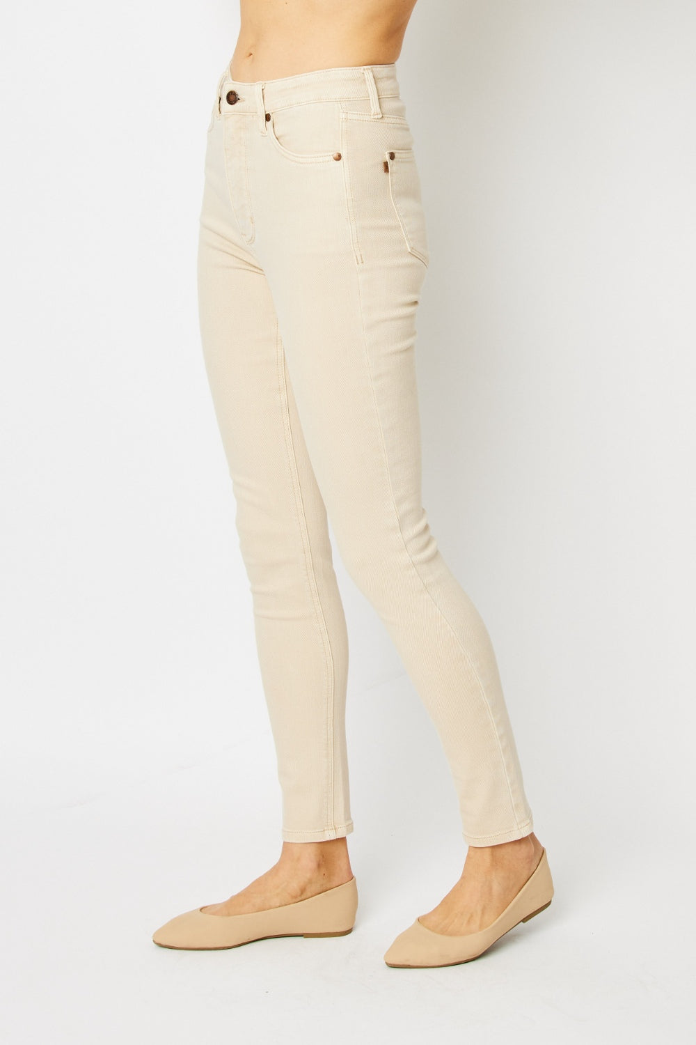 Garment Dyed Tummy Control Skinny Jeans