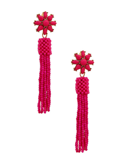 Fuchsia Flower Seed Bead Earrings