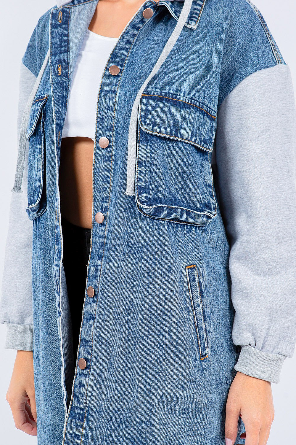 Longline Hooded Denim Jacket