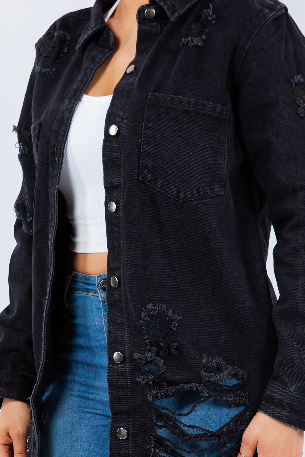 Button Up Long Sleeve Denim Jacket