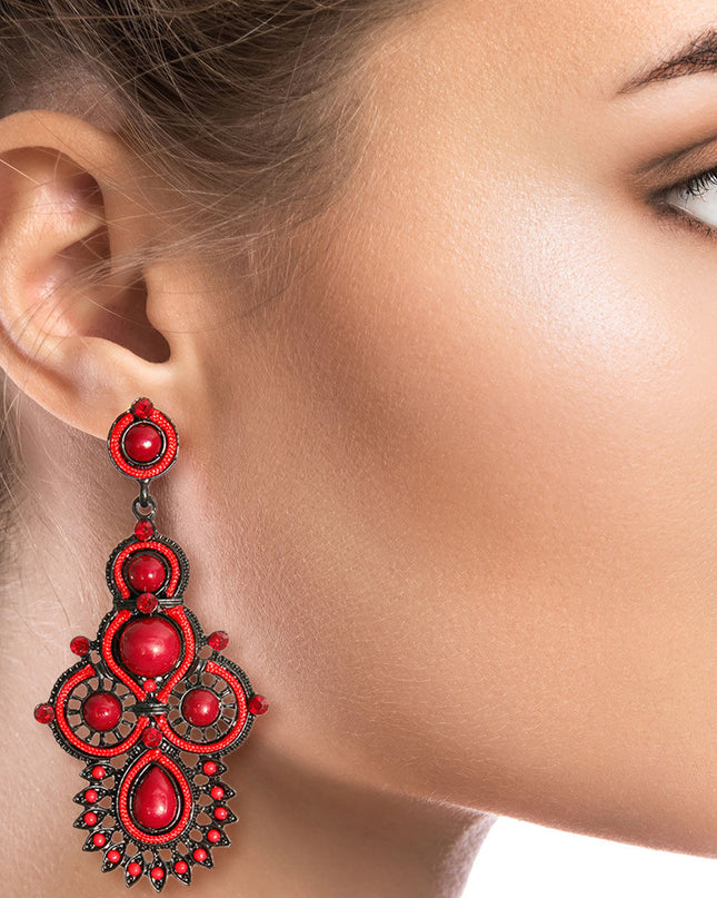 Black and Wine Soutache Earrings