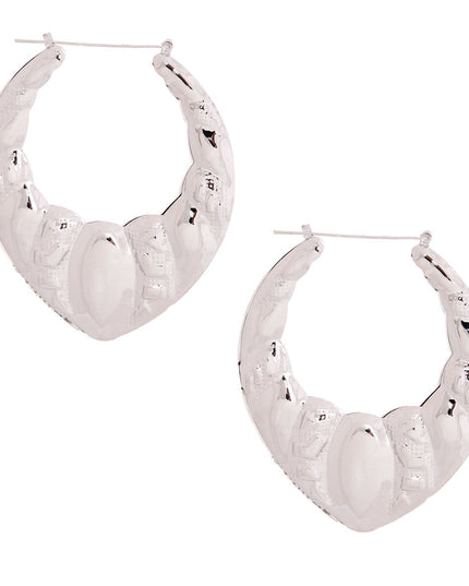 Textured Silver Teardrop Hoops