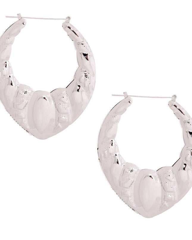 Textured Silver Teardrop Hoops