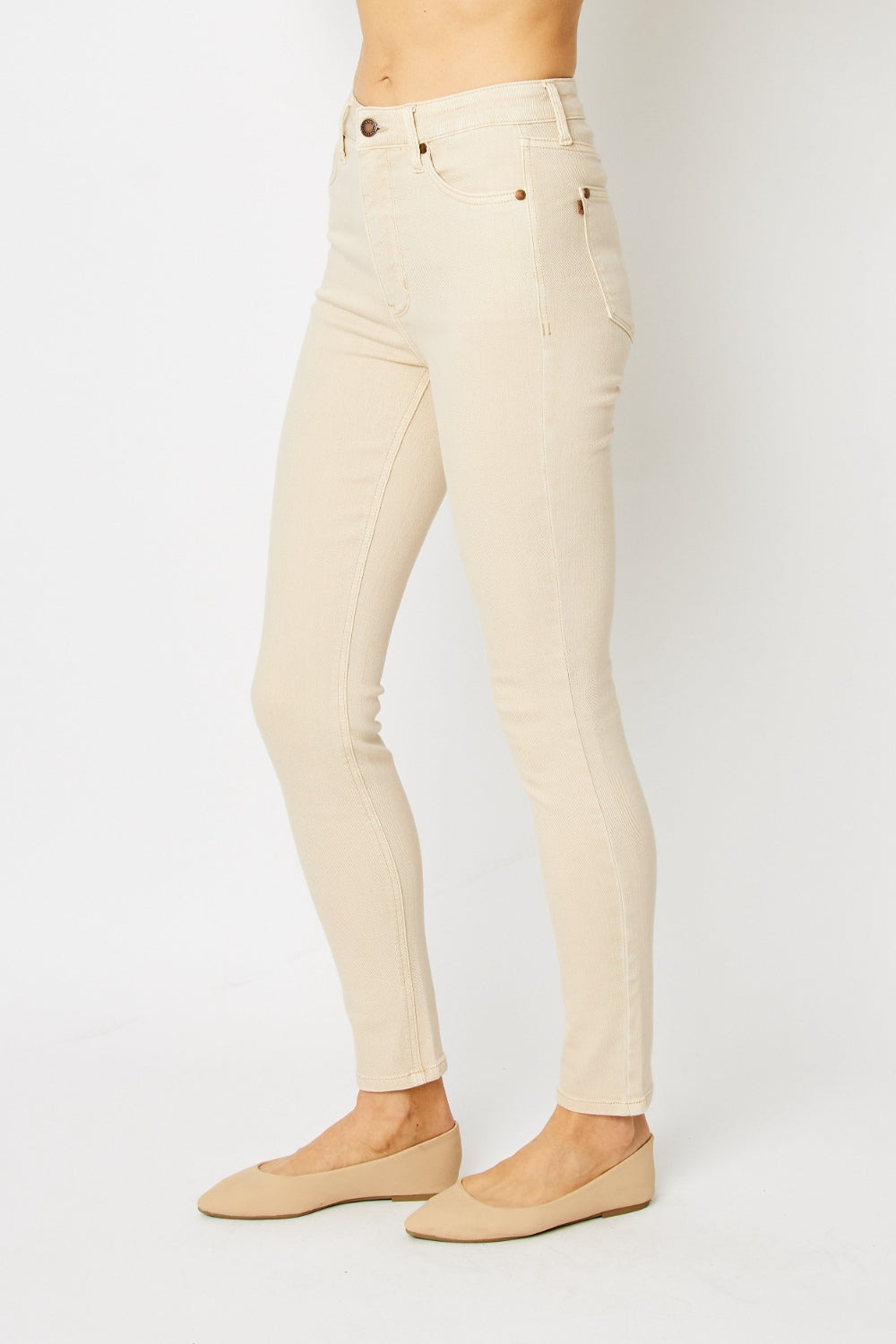 Garment Dyed Tummy Control Skinny Jeans