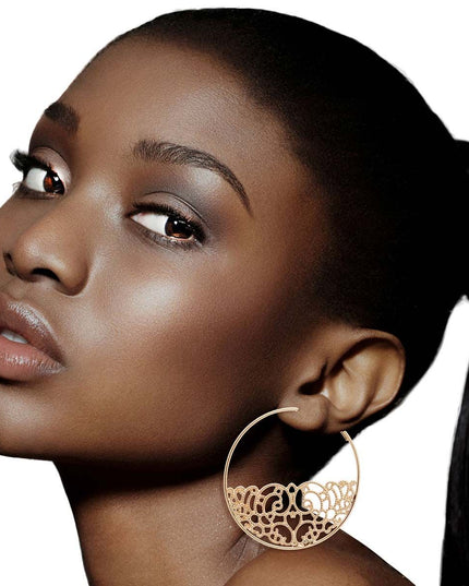 Gold Half Filigree Hoops