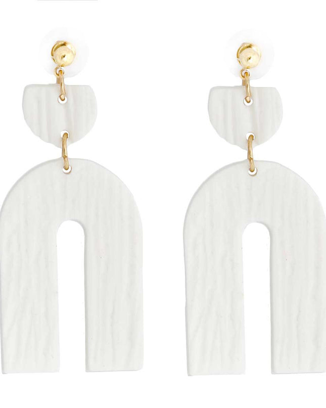 White Clay Arch Bridal Earrings